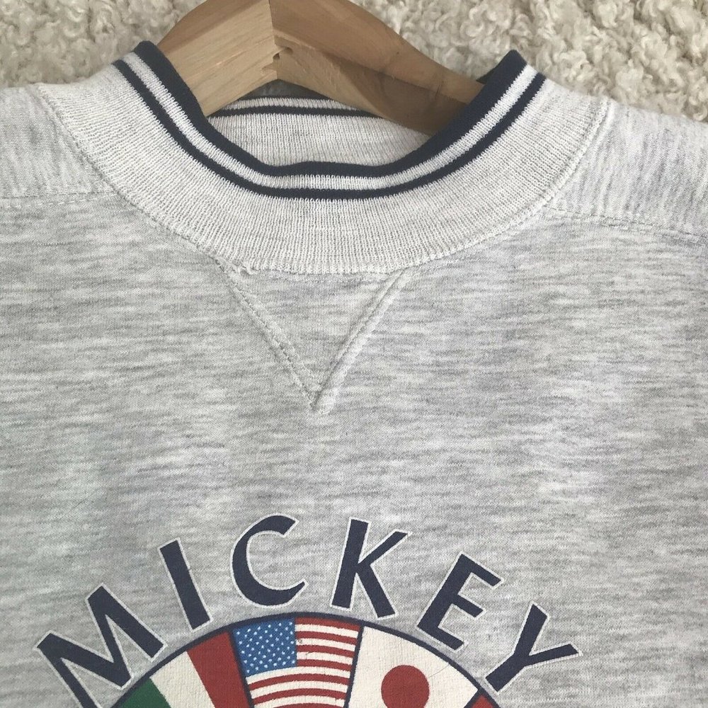 Vintage 90s Mickey Mouse World Tour Sweatshirt Adult Medium Cropped Disney Wear - Picture 8 of 11